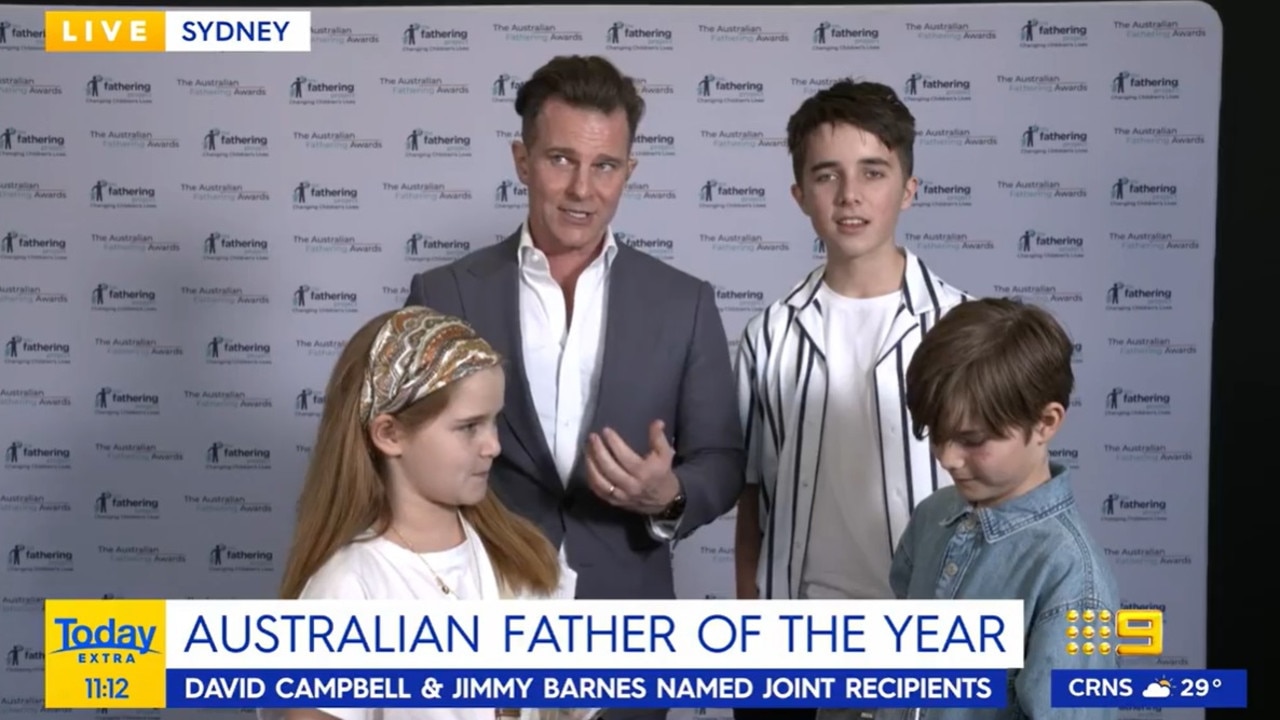 The Extra host celebrated the heartwarming moment with his three children. Picture: Channel 9