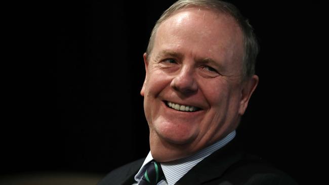 Peter Costello can afford to look happy. The Future Fund has easily beaten its investment target. Picture: Gary Ramage