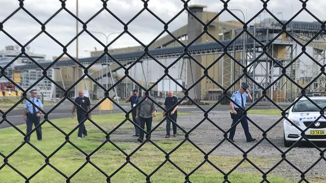 The delegates were allowed into the terminal briefly to speak with police, but were ushered out quickly after. Picture: Madeline Crittenden