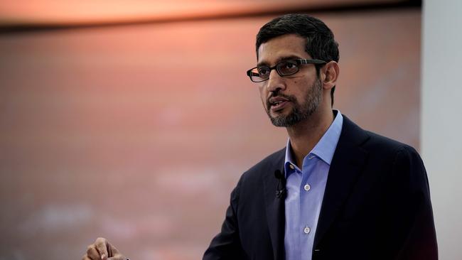 Google CEO Sundar Pichai speaks during a conference in Brussels on January 20, 2020. Picture: Kenzo Tribouillard/AFP