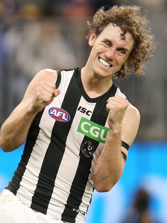 Chris Mayne’s defensive work on the wing has been a key for Collingwood. Pic: Michael Klein