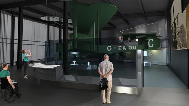 Artist’s impression of the Adelaide Airport Vickers Vimy relocation exhibition space. Picture: Supplied/Adelaide Airport