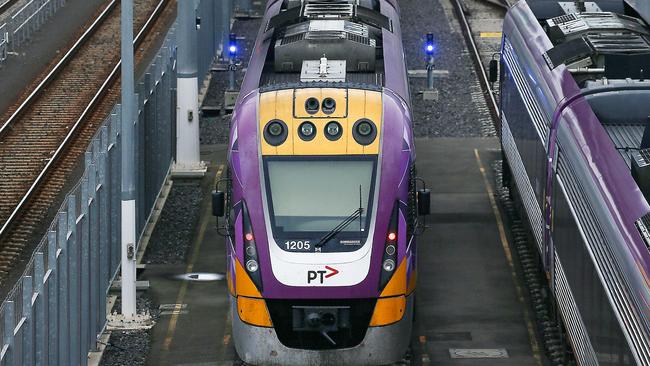 MELBOURNE, AUSTRALIA – NewsWire Photos AUGUST 20, 2020: V/Line trains in Melbourne. A V/Line train travelling through North Melbourne. Picture: NCA NewsWire / Ian Currie