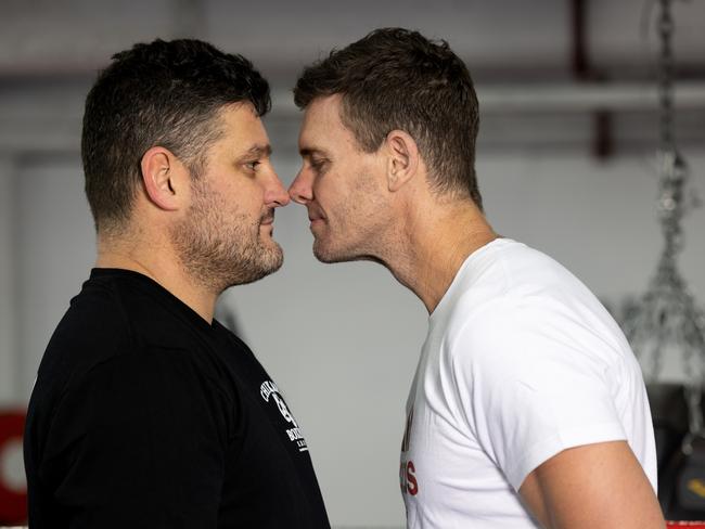 Cameron Mooney and Brendan Fevola. Pic: Fiona Hamilton