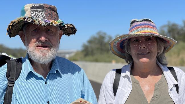 Reynold and Nyrelle Campbell celebrate the impending opening of the Gympie Bypass at a community event on Saturday August 17, 2024.