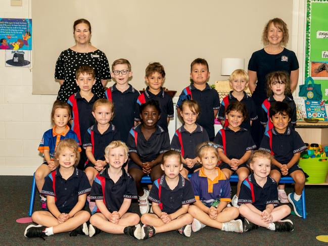 Mackay Christian College Prep A Mrs Lotz, Mrs FlorBack Row: Arloh, Sonny, Akshay, Billy, Jordan, Holly Middle Row: Arianna, Hannah, Kenna, Caylee, Rose, Gabriel Front Row: Johaney, Ryder, Leina, Jane, Maisie Picture: Michaela Harlow