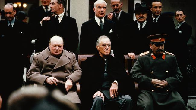 Stalin, Roosevelt and Churchill attend the Yalta Conference in 1945.