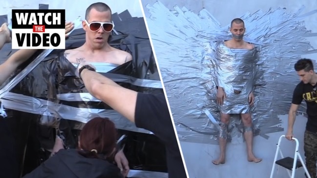 Prankster Steve-O gets duct taped to a wall