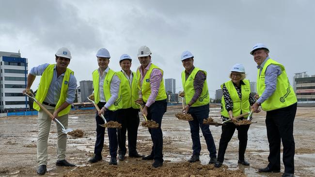 March 2020: The sod turning at the old Gold Coast Hospital site where the $500 million Queen Street Village has been built. Picture: Andrew Potts