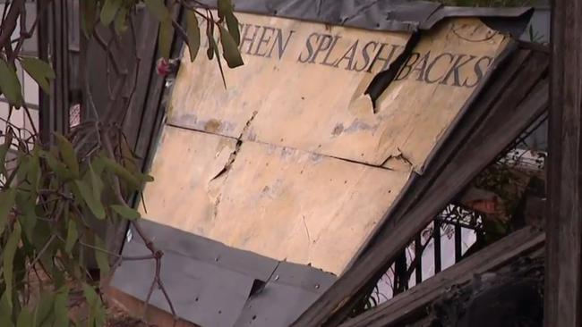 The car hit a fence and a tree before bursting into flames. Picture: 9News
