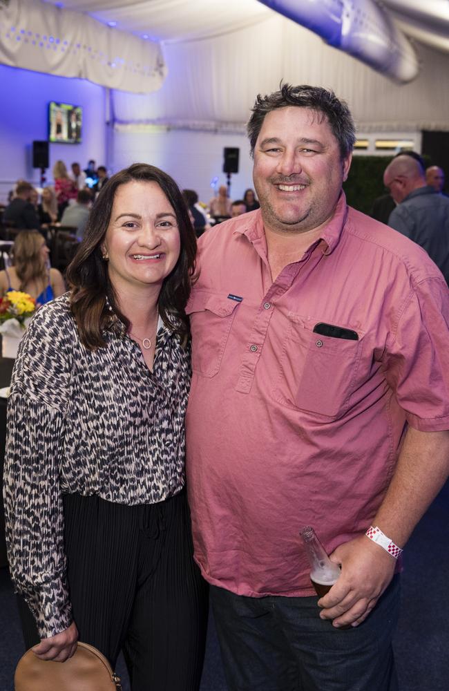 Kristy and Nathan Land at the TRL awards night at Clifford Park Racecourse, Friday, September 8, 2023. Picture: Kevin Farmer