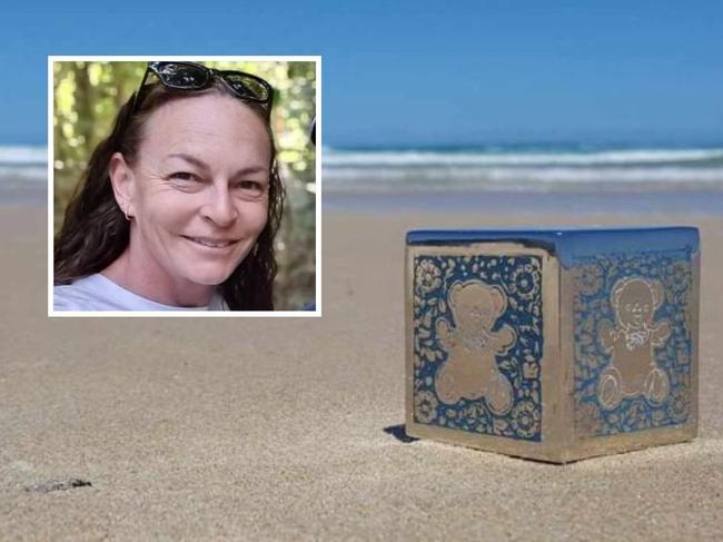 The ashes of baby Finn Alexander Mills have been in his mumâs handbag for 16 years. The handbag has been stolen from her home in Coffs Harbour.