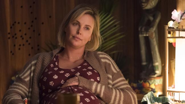 This image released by Focus Features shows Charlize Theron in a scene from "Tully." (Kimberly French/Focus Features via AP)