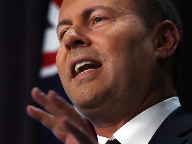 The Treasurer Josh Frydenberg during a press conference at Parliament House in Canberra. Picture Gary Ramage