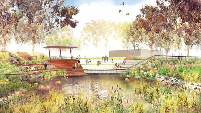 An artist impression of a wetland at the upgraded Kensington Gardens Reserve. Picture: Burnside Council.