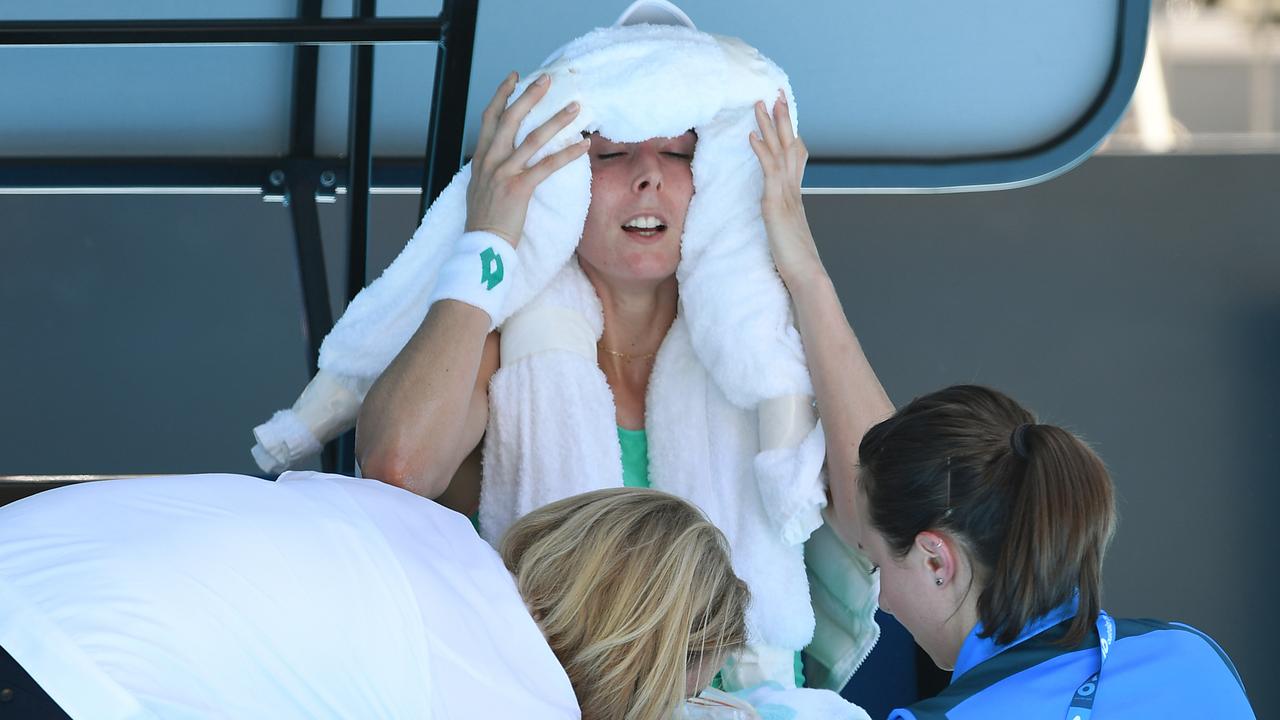 Cornet had a forced injury break as day five of the 2018 tournament hit extreme conditions. Picture: Joe Castro/AAP