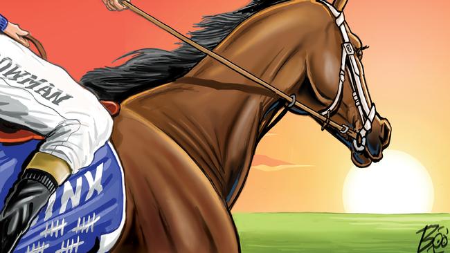 Winx is getting ready to race off into the sunset after a remarkable career. Art: Boo Bailey