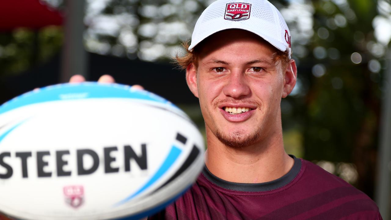 Budding Knights superstar Kalyn Ponga is likely to have to wait a year before forcing his way into the Maroons’ 17. Photo: David Clark