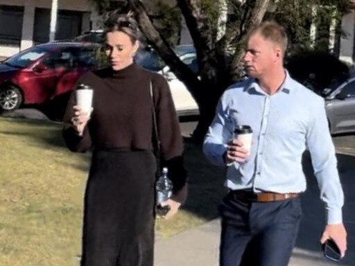 Jye Dylan Thorley walking with a lawyer at Kingaroy Magistrates Court.