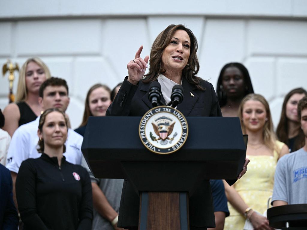 Kamala Harris gives her first speech at the White House as the presumptive nominee to replace Joe Biden. Picture: AFP