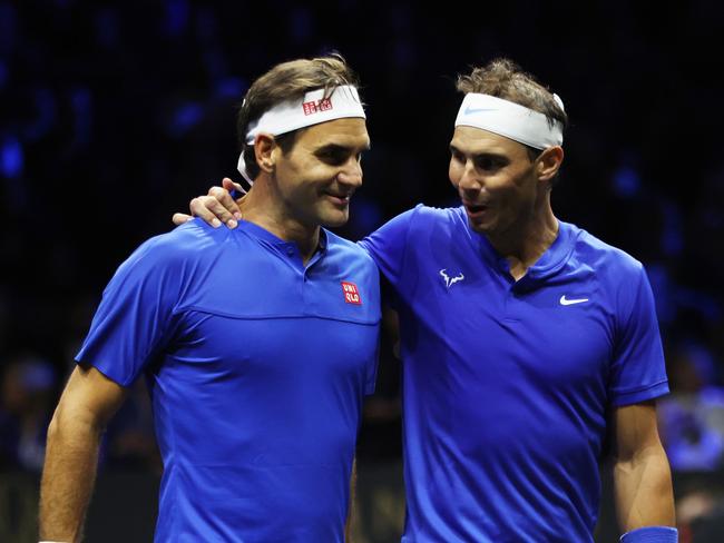 Roger Federer and Rafael Nadal played together for Team Europe in 2022. Picture: Getty Images