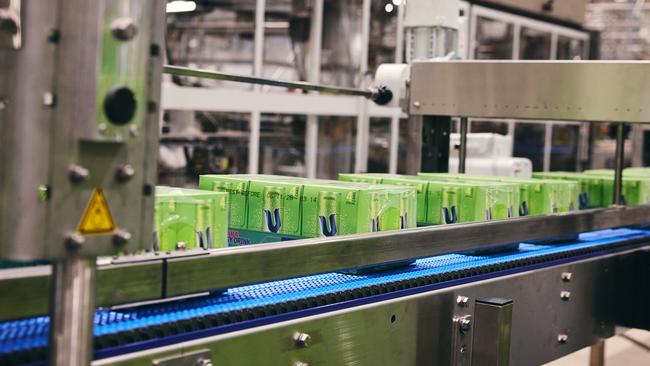 V cans coming off the production line at Suntory.