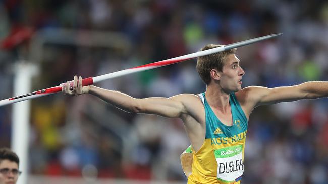 Australia's Cedric Dubler prepares for his last Javelin Throw in the Men's Decathlon during day 13 of the Rio 2016 Olympic Games. Picture: Brett Costello