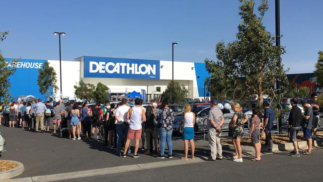 Hundreds lining up to get the first glimpse inside Decathlon.