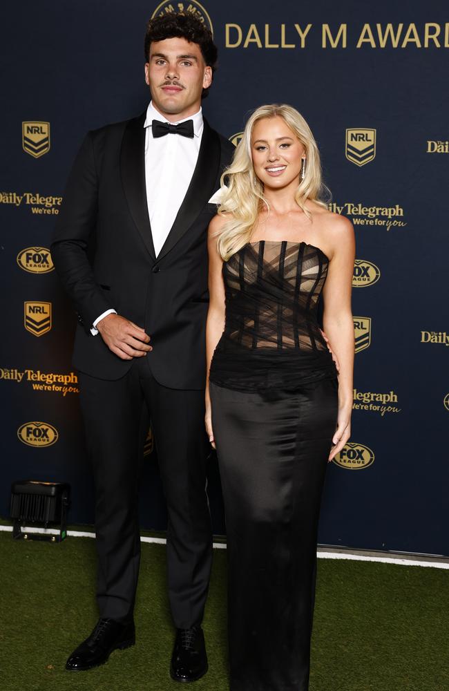 Lily Pickles, who went to the Dally Ms with Herbie Farnworth, wore an attention grabbing corset-top with a tulle covering. Picture: Jonathan Ng