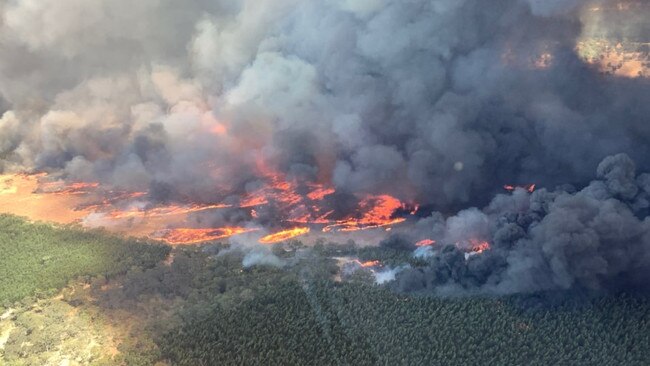 A bushfire burning in the states South East in Coles, just outside Lucindale has burnt through nearly 2000ha. Picture: Supplied CFS