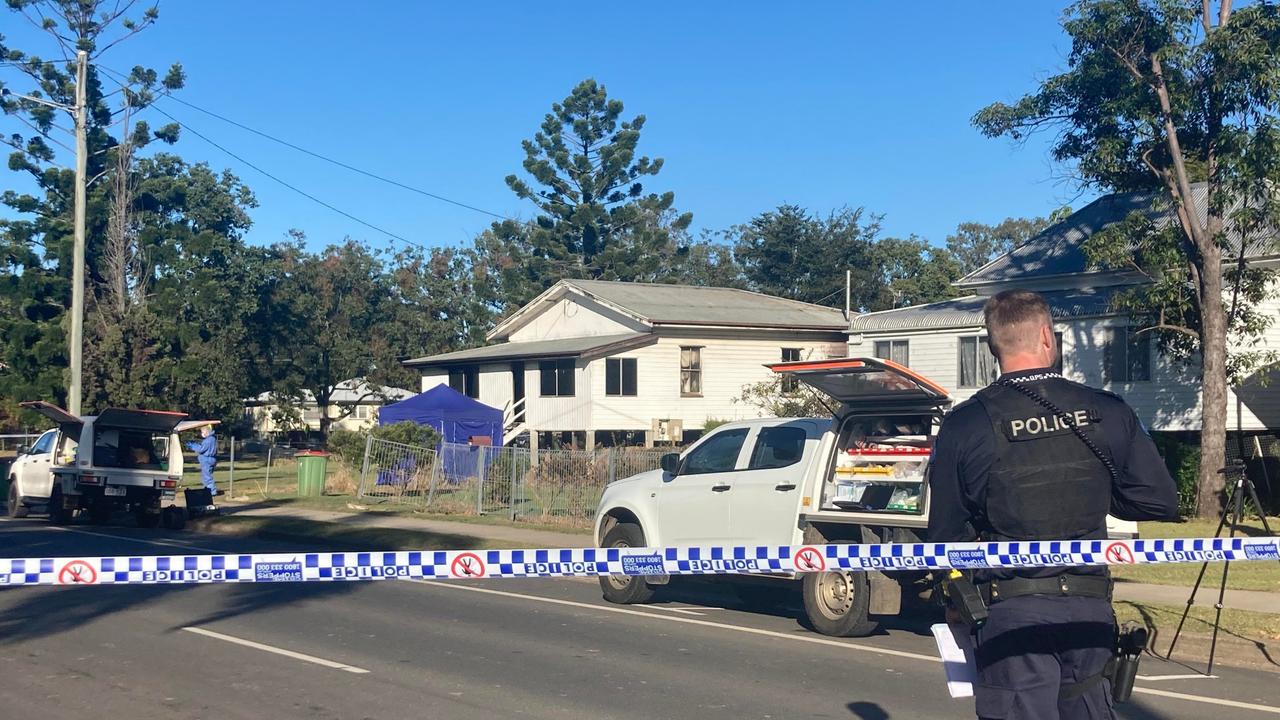 Police cordoned off a massive area along Patrick St in Laidley. Picture: Michael Nolan