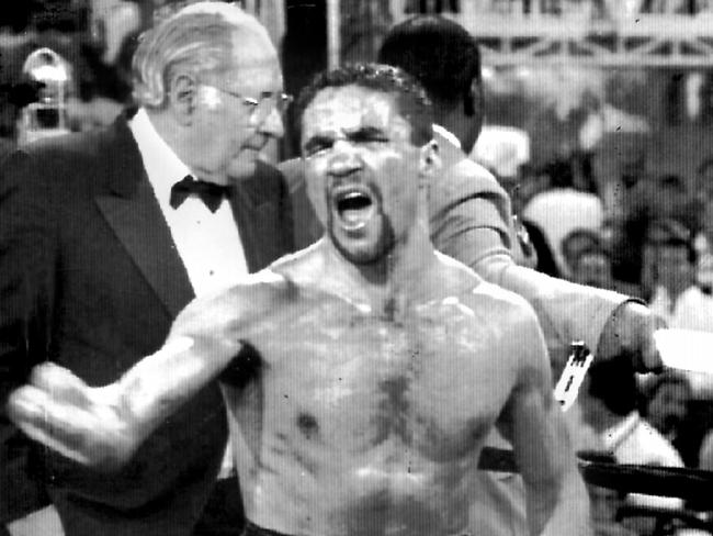 Jeff Fenech reacts angrily after his controversial bout against Azumah Nelson in 1991.
