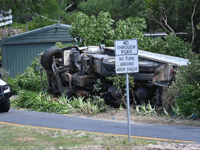 The truck rolled on Hawk Hill Road, Crafers West. Picture: Keryn Stevens