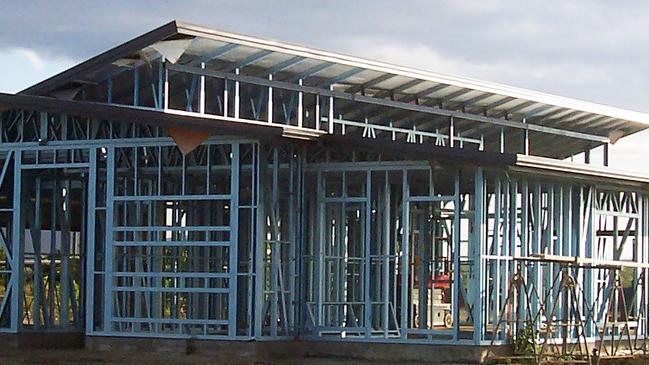 A Homefab house under construction.