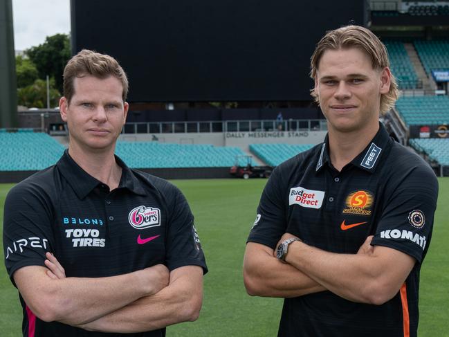 Steve Smith and Cooper Connolly at the SCG