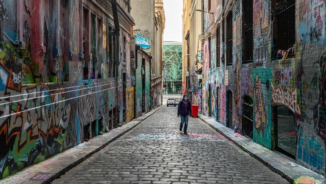 The graffiti lined Hosier Lane.