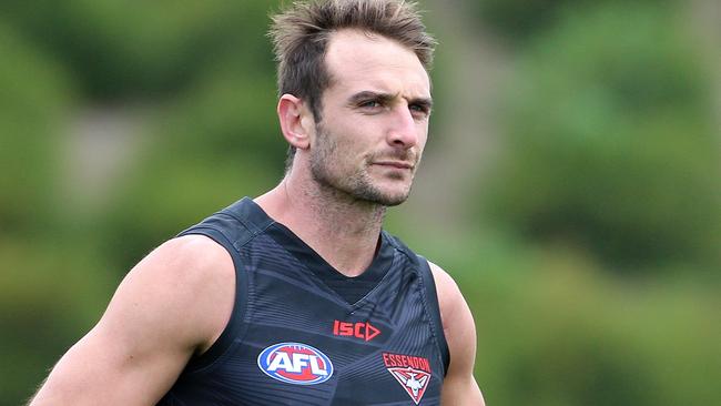 Jobe Watson at Essendon training. Picture: Hamish Blair