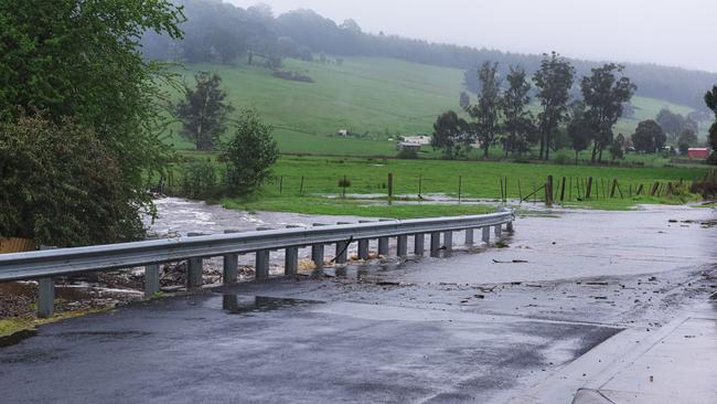 Redwater Creek, Railton. Flood waters on the North-West coast. Picture: Simon Sturzaker