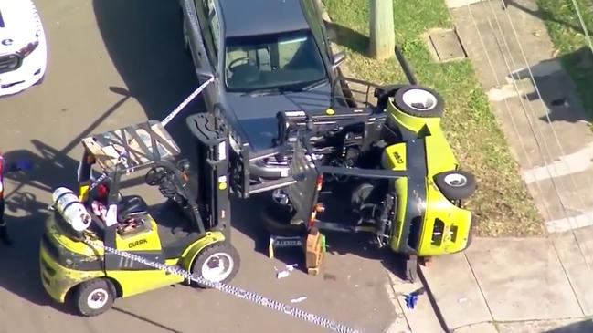 A man has died after becoming trapped under a forklift in Chipping Norton. Picture: 7 News