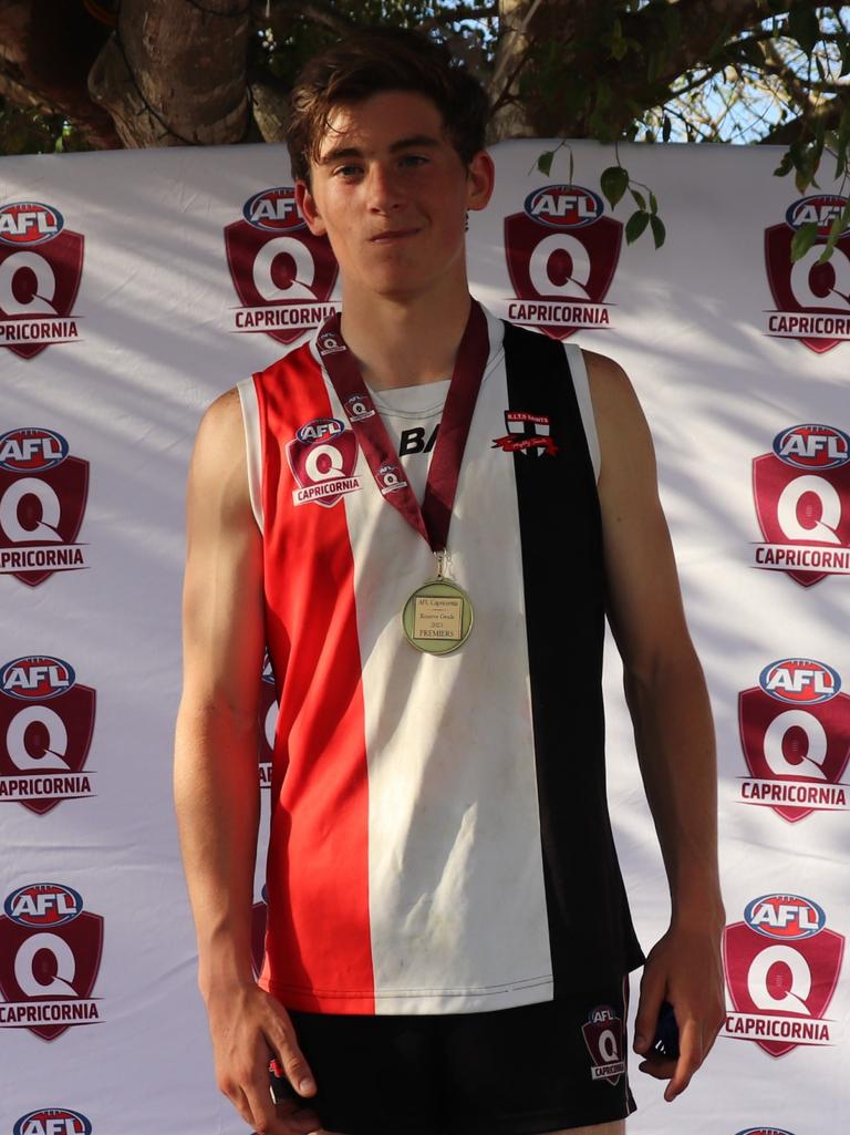 Michael Fitzgerald of Boyne Island Tannum Sands Saints won the Reserves best on ground for AFL Capricornia grand final. Picture: Supplied