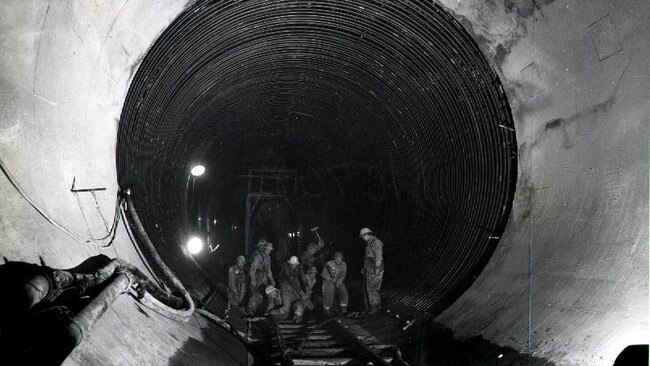 Workers on the Snowy Mountains Scheme, 1957. Picture: SMHEA Official Photograph Historical NSW / Industry / Construction