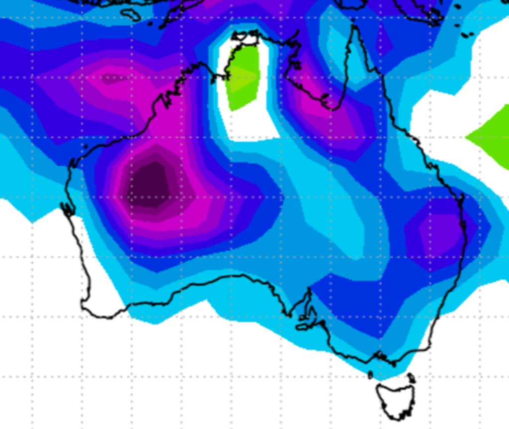 Near-surface specific humidity anomalies across Australia for spring (September to November) 2024. Picture: NOAA Physical Sciences Laboratory