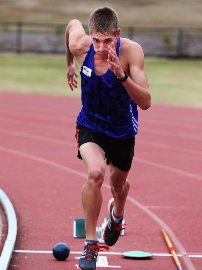 Brisbane athlete Cedric Dubler, 21, produced six personal bests in 10 events over two days to become Aust's first Olympics decathlon. Pic Annette Dew