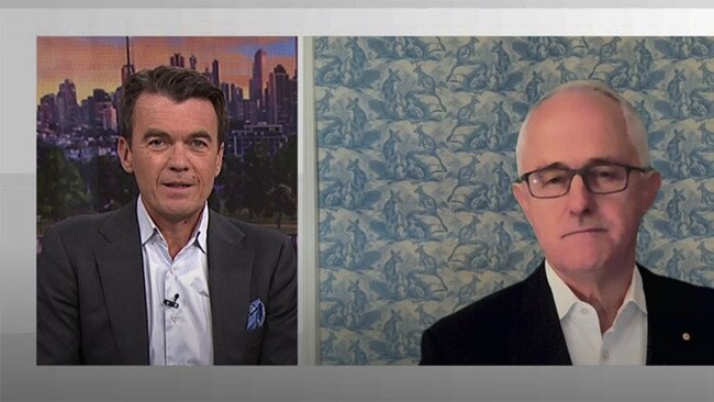 Malcolm Turnbull took his critique of the Liberal Party to ABC TV’s News Breakfast where he was interviewed by co-presenter Michael Rowland. Picture: Supplied