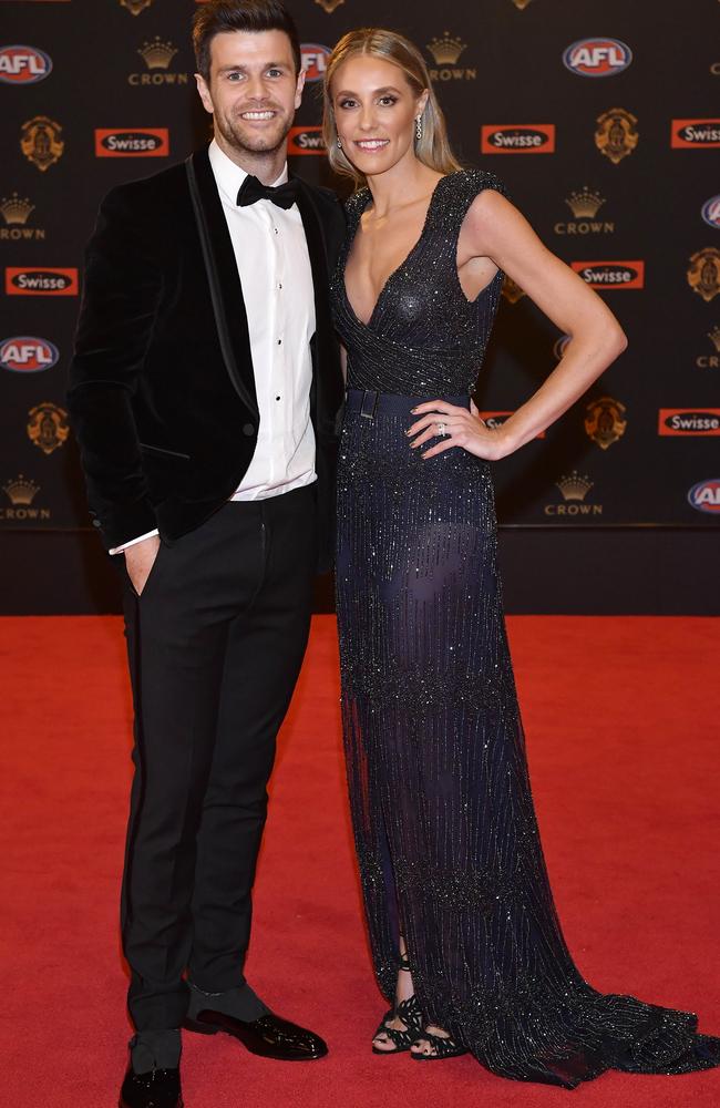 Trent Cotchin and wife Brooke. Picture: Jason Edwards