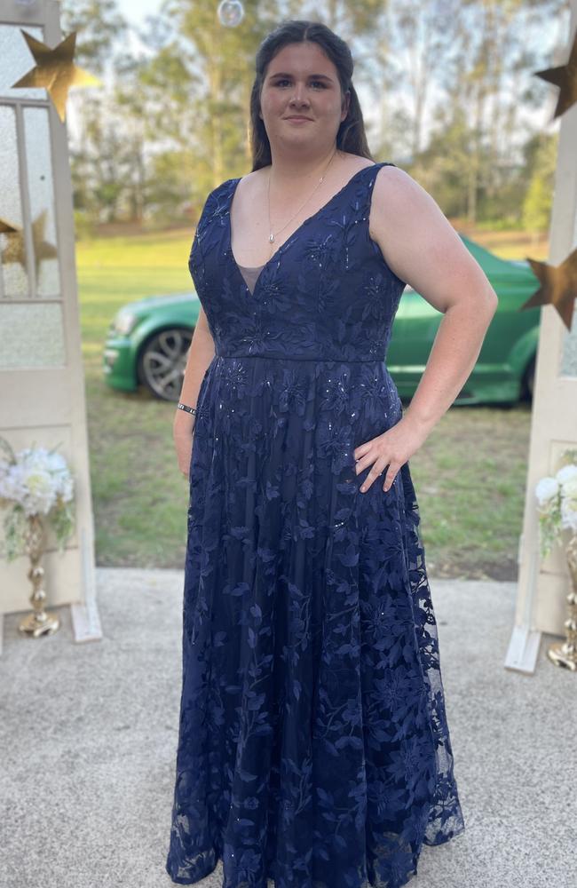 Georgia Blackwood arrives at the 2024 Gympie State High School graduation formal.