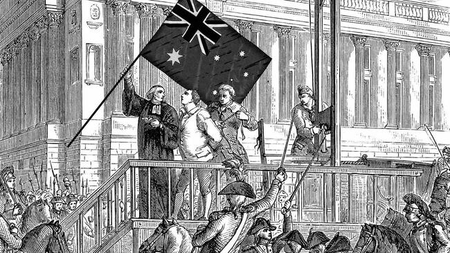 An illustration showing the execution by guillotine of King Louis XVI during the French Revolution. Picture: Anthony Baggett