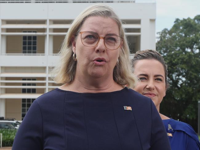 Attorney-General Marie-Clare Boothby in front of the Supreme Court in Darwin, next to the NT Parliament. Picture: Zizi Averill