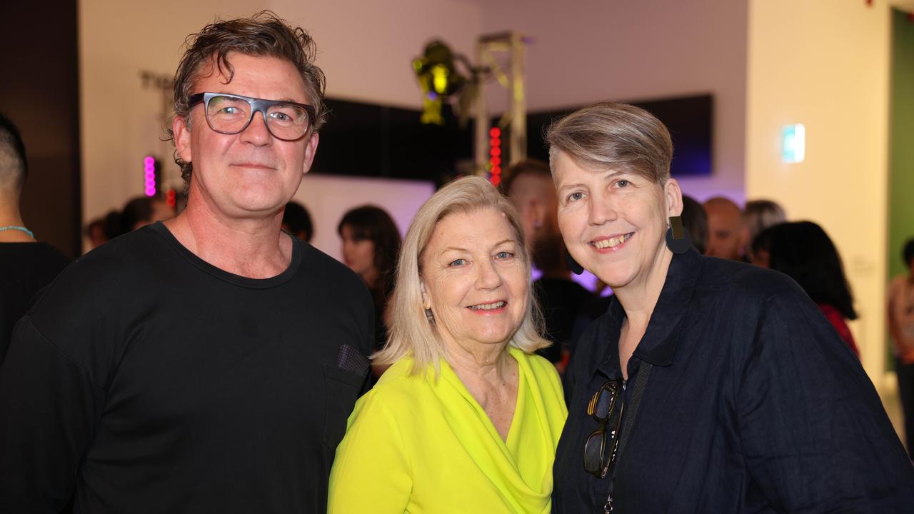 Ward Squires, Janice Squires and Sam Creyton at the Here and Now gallery opening at HOTA for Gold Coast at Large. Picture, Portia Large.