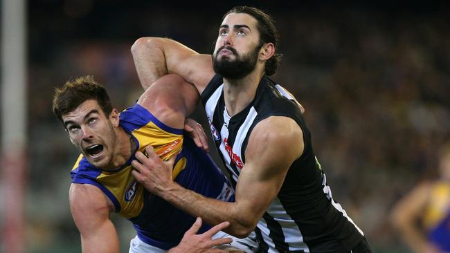 Brodie Grundy is the key to Collingwood’s chances against the Eagles. Picture: Mark Dadswell